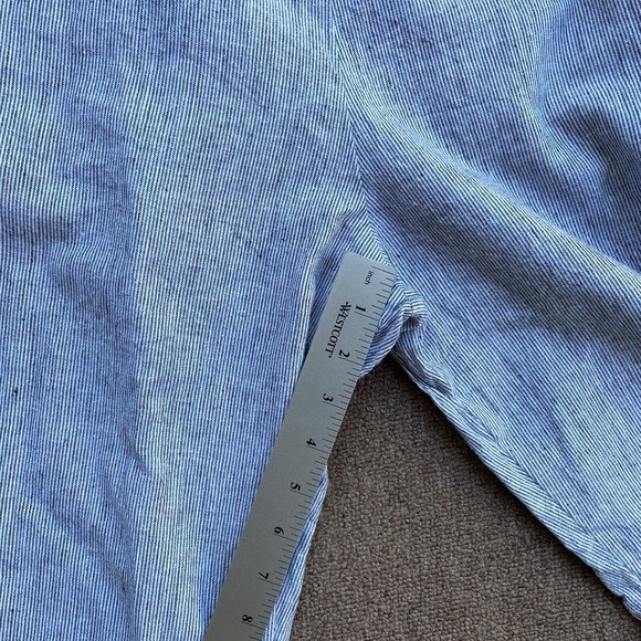 goddess gear linen cotton cropped pants gray white stripe S wide leg lagenlook - Picture 6 of 10